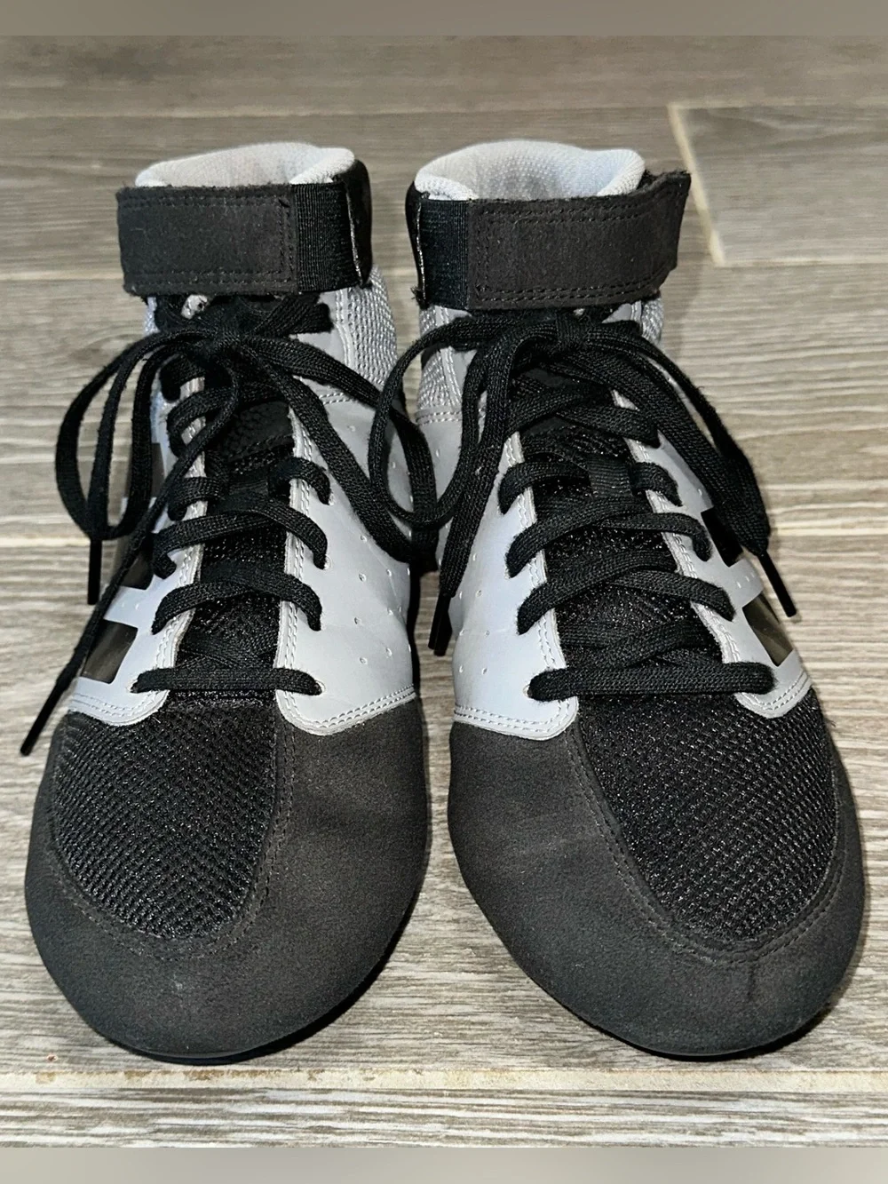 adidas Mat Hog 2.0 Black Gray Wrestling Shoes Men’s 7.5 High Top MMA Boxing